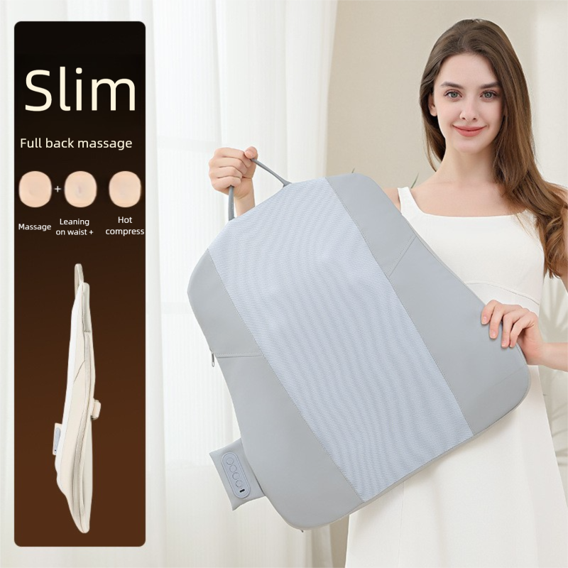 DS NA Grey Slim Wireless Shiatsu Back Massager Cushion - Rechargeable Heated