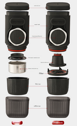 DS NA Portable Hand-Press Espresso Maker - Compact Capsule & Powder Coffee