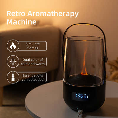DS NA Creative Retro Flame Essential Oil Diffuser - Portable Humidifier