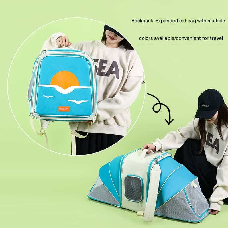 DS NA Expandable Pet Carrier Backpack – Breathable Mesh Travel Bag
