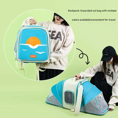 DS NA Expandable Pet Carrier Backpack – Breathable Mesh Bag for Cats & Dogs