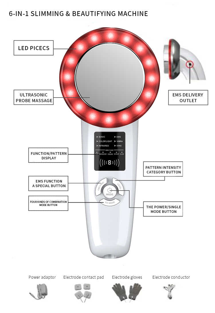 DS NA 6-in-1 Ultrasonic Slimming & Beautifying RF Device - Body Sculpting & Skin
