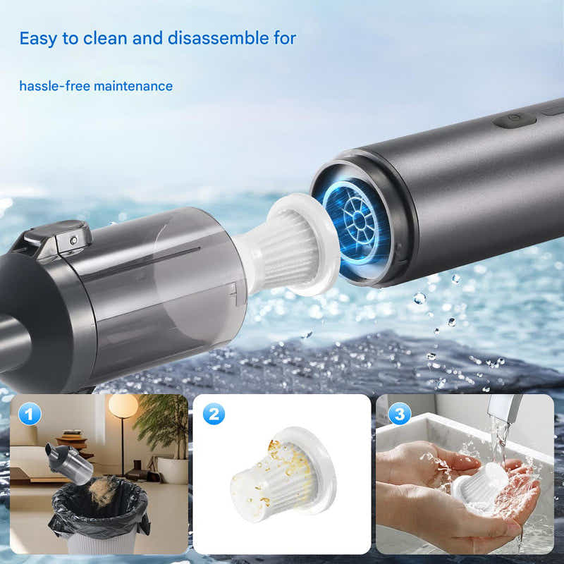 DS NA Portable Cordless Handheld Vacuum Cleaner - 16000Pa Suction, 3x2000mAh Bat