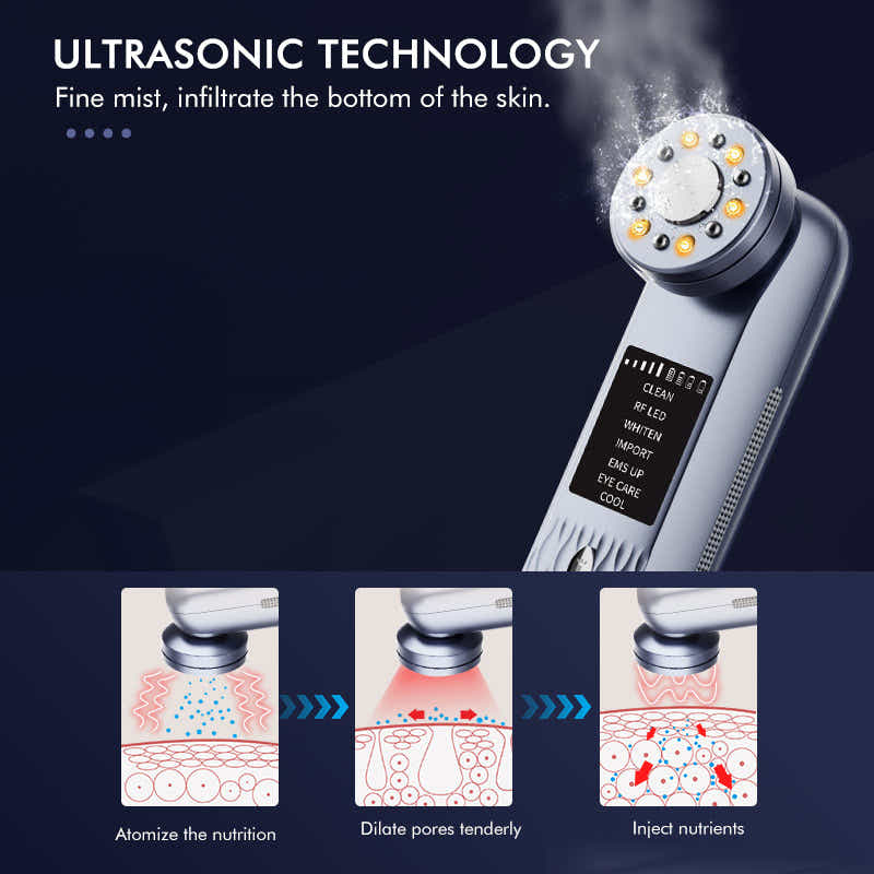 DS NA Multi-Functional Facial Beauty Device - Ultrasonic, EMS, RF LED, Cool - Gr