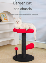 DS NA Red & Black Adorable Flower Cat Tree – Plush Perch with Sisal Scratching