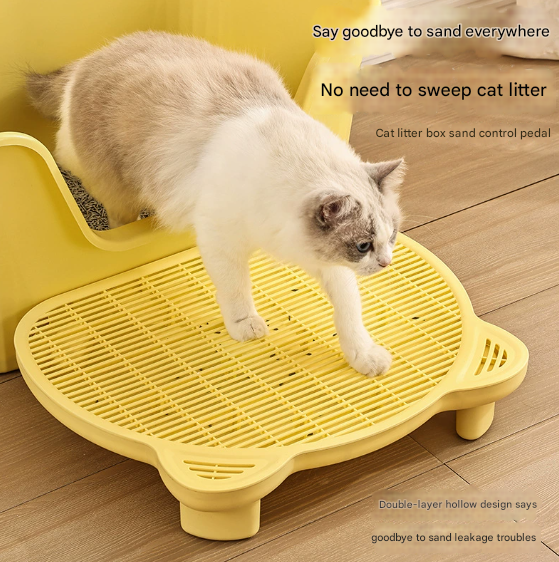 DS NA White Elevated Cat Litter Trapping Mat – Dual-Layer Scatter Control Tray