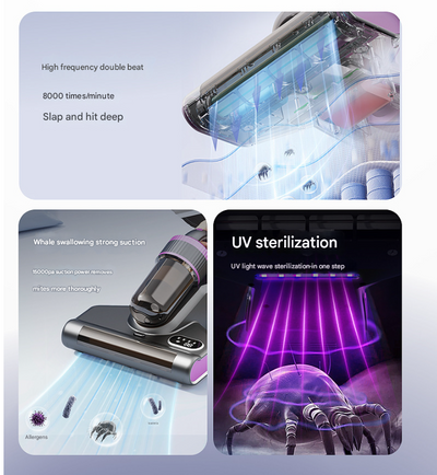 DS NA White Advanced Cordless UV-C Dust Mite Vacuum - Handheld Cleaner with Hot