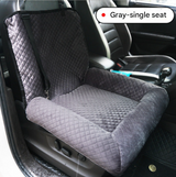 DS NA Grey Plush Dog Car Booster Seat – 2-in-1 Travel Bed for Small Dogs