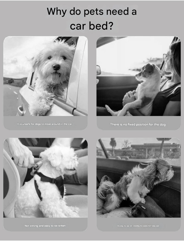 DS NA Navy Blue Plush Dog Car Booster Seat – 2-in-1 Travel Bed for Small Dogs