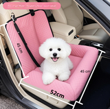 DS NA Pink Plush Dog Car Booster Seat – 2-in-1 Travel Bed for Small Dogs