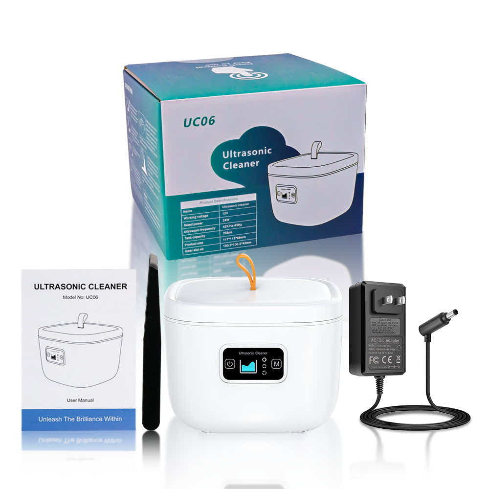 DS NA Professional Ultrasonic Cleaner with UV Light - 45000Hz for Dentures - Wh