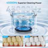 DS NA Professional Ultrasonic Cleaner with UV Light - 45000Hz for Dentures - Wh