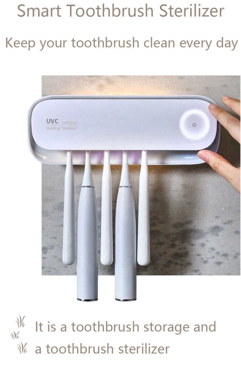 DS NA Smart UVC Toothbrush Sterilizer & Holder with Heat Drying, Radar Sensor