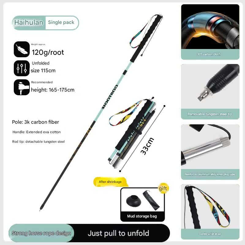 DS NA Ultralight Carbon Fiber Foldable Poles – Blue (Trail Running & Hiking)