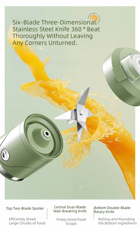 DS NA Green Portable Automatic Rechargeable Blender Wireless Juicer Mini Ice