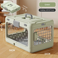 DS NA Green Premium Foldable Pet Carrier Crate - Breathable Aviation Travel Box