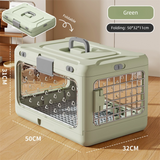 DS NA Green Premium Foldable Pet Carrier Crate - Breathable Aviation Travel Box