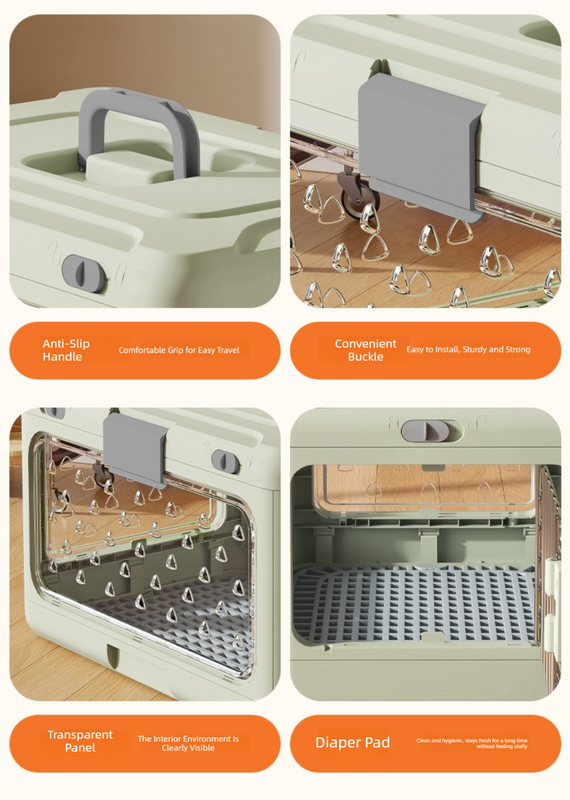 DS NA Green Premium Foldable Pet Carrier Crate - Breathable Aviation Travel Box