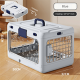 DS NA Blue Premium Foldable Pet Carrier Crate - Breathable Aviation Travel Box