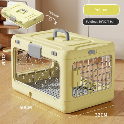 DS NA Yellow Premium Foldable Pet Carrier Crate - Breathable Aviation Travel Box