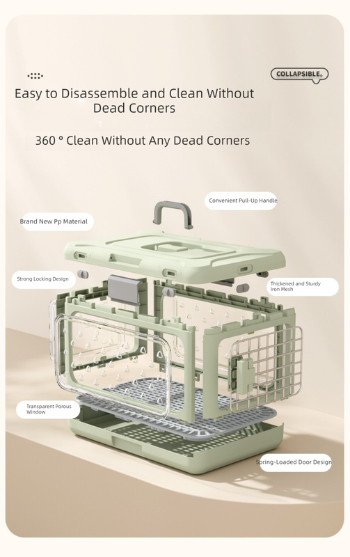 DS NA Grey Premium Foldable Pet Carrier Crate - Breathable Aviation Travel Box G