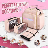 DS NA Large Capacity Travel Makeup Backpack – Includes 5 Removable Organizer Case