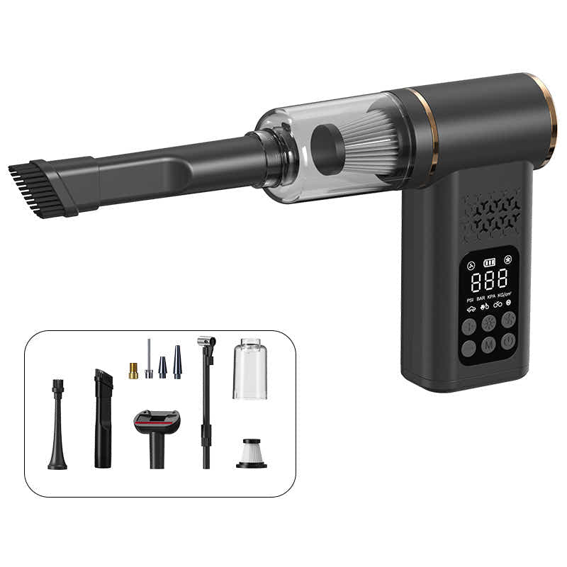 DS NA Black 4-in-1 Car Vacuum Cleaner & Tyre Inflator – Portable Cordless Air