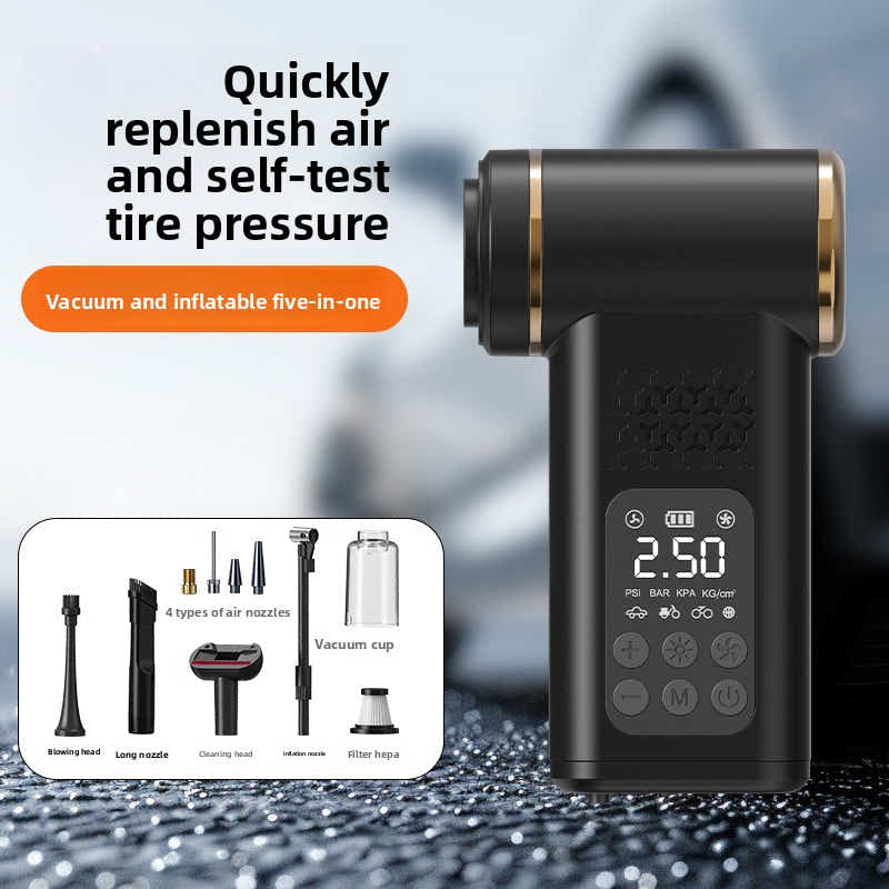 DS NA Beige 4-in-1 Car Vacuum Cleaner and Tyre Inflator Portable Cordless Air