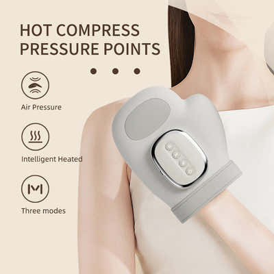 DS NA Grey Electric Cordless Hand Massager with Heat and Air Compression Smart