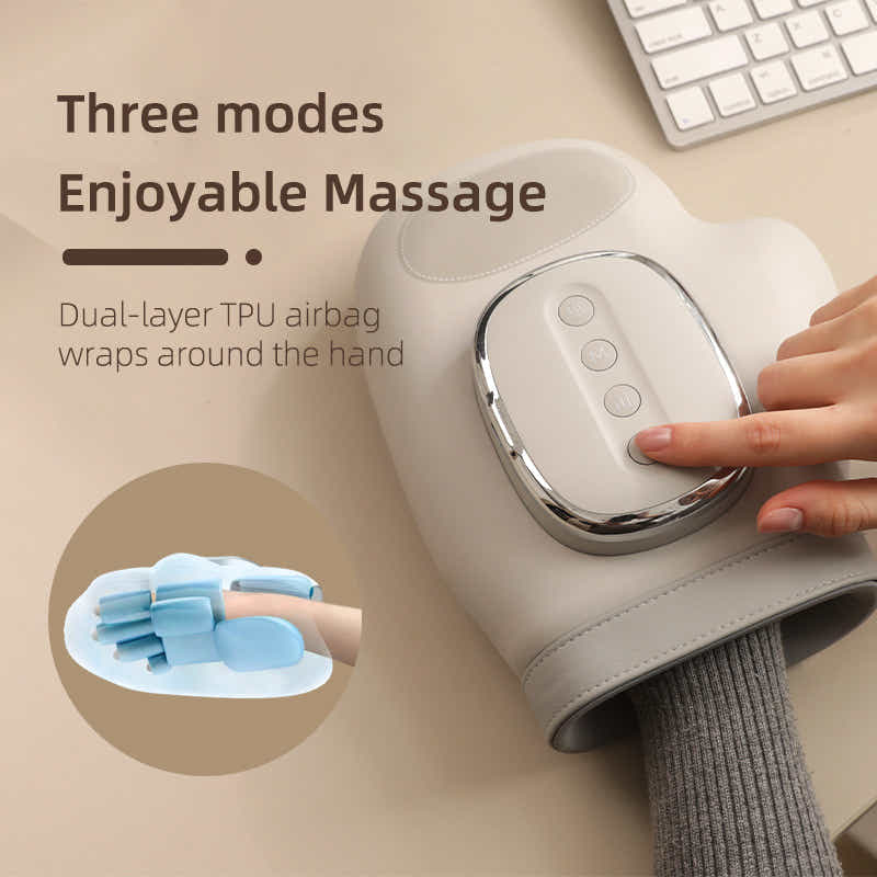 DS NA Grey Electric Cordless Hand Massager with Heat and Air Compression Smart