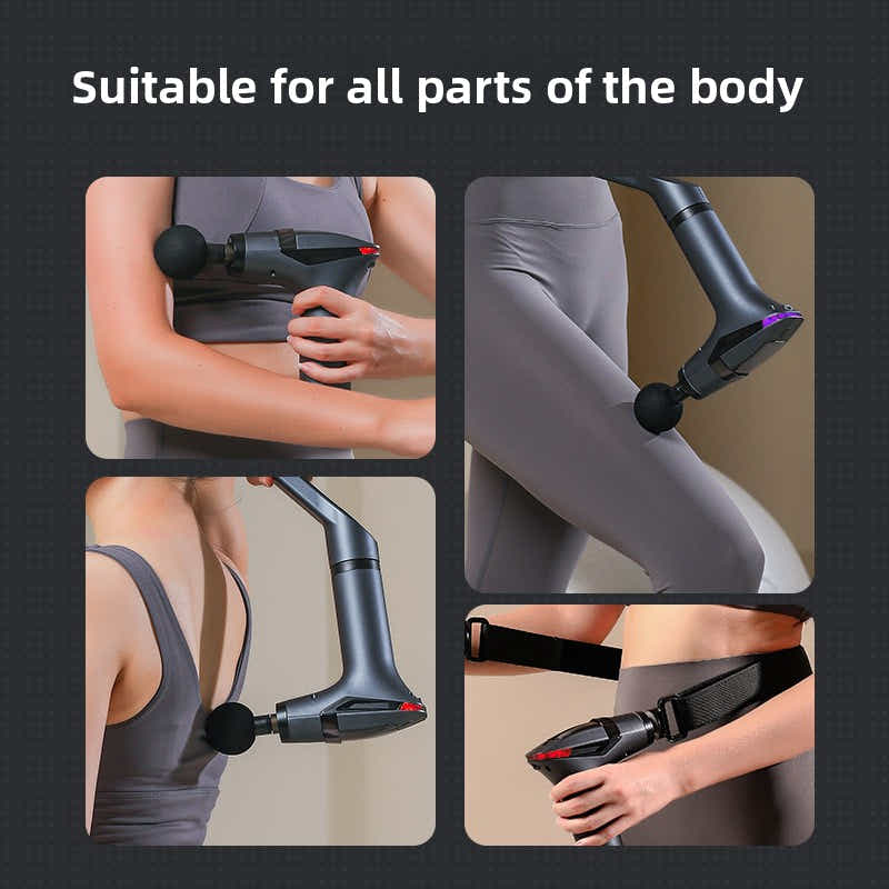 DS NA Dark Grey Professional Massage Gun with Extension Handle & Back Strap – 12