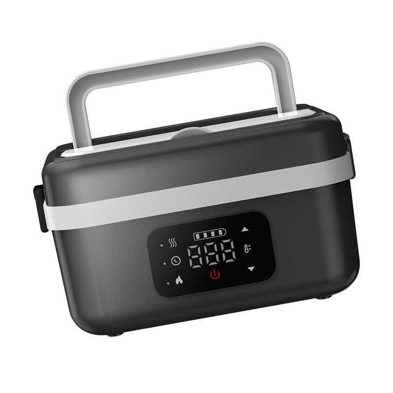 DS NA 1L Black Cordless Waterless Heated Lunch Box -Portable 304 Stainless SteeL
