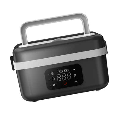 DS NA 1L Black Cordless Waterless Heated Lunch Box -Portable 304 Stainless SteeL