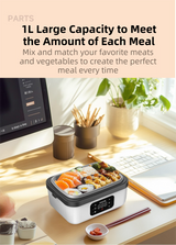 DS NA 1L Black Cordless Waterless Heated Lunch Box -Portable 304 Stainless SteeL