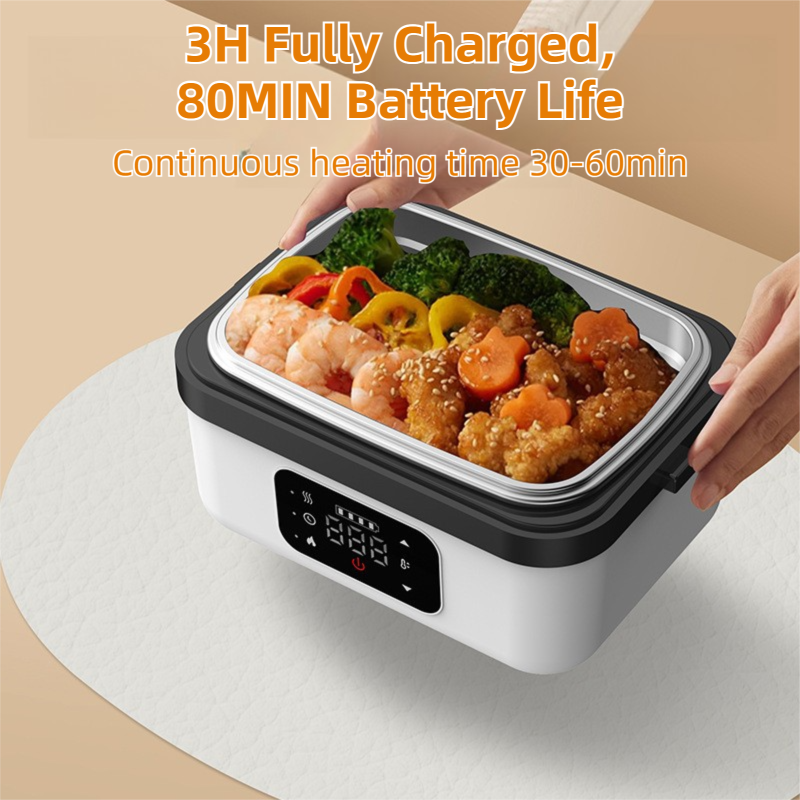 DS NA 1L Black-Blue Cordless Waterless Heated Lunch Box - Portable 304