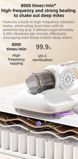 DS NA White 3-Head Cordless Handheld UV Mite Remover Set with Floor & Mite Head