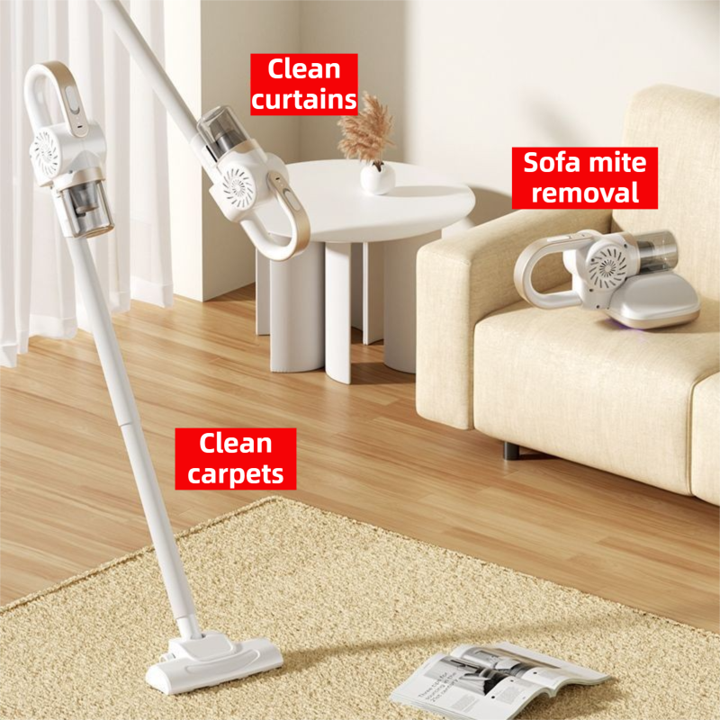 DS NA White Cordless Handheld UV Mite Remover - Bed Vacuum with 11KPA Powerful