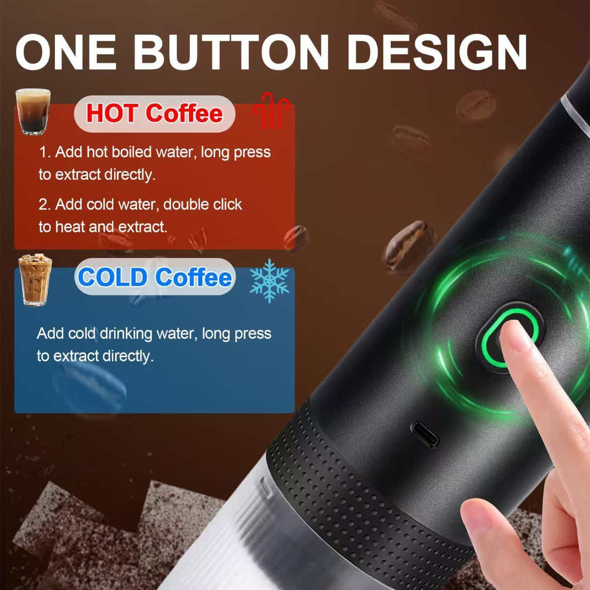 DS NA White 3-in-1 Portable Espresso Maker with Self-Heating and One-Touch Cold