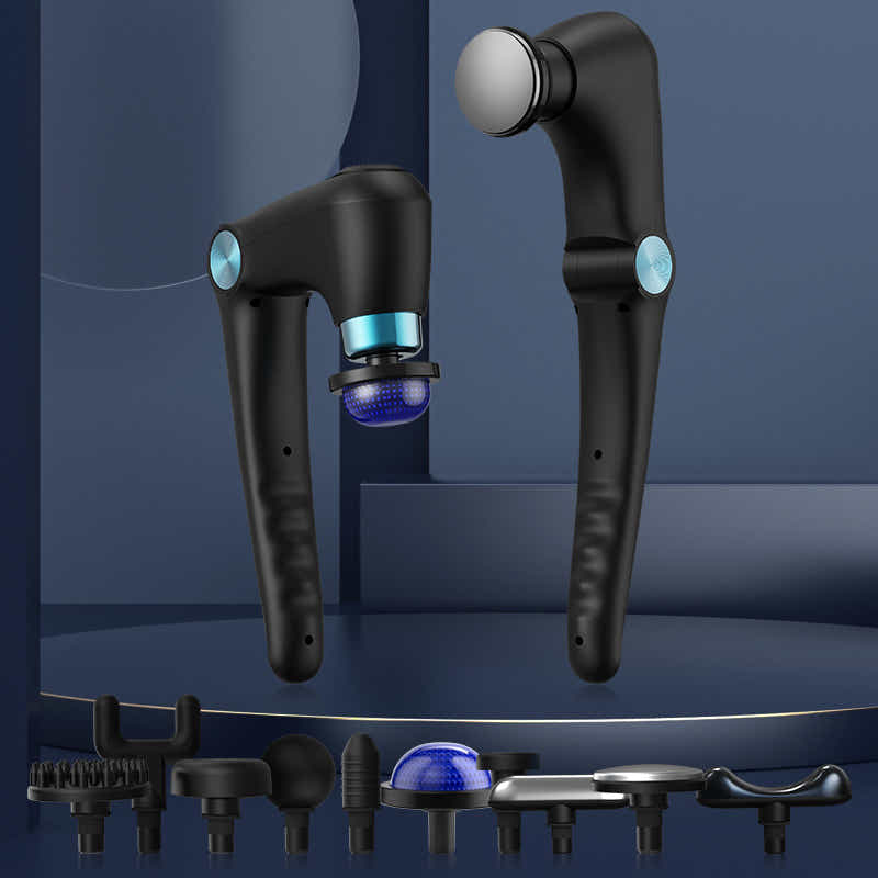 DS NA Black-Blue Foldable Percussion Massage Gun – Hot & Cold Compress with 10 H