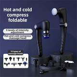 DS NA Black-Sliver Foldable Percussion Massage Gun with Hot Cold Compress & 10 H