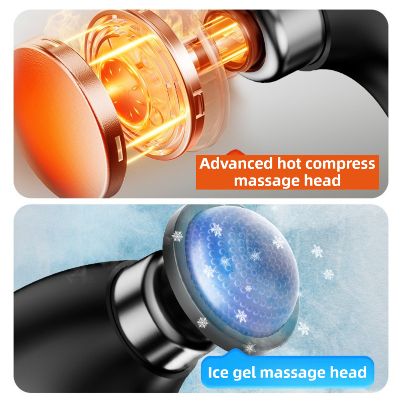 DS NA Black-Sliver Foldable Percussion Massage Gun with Hot Cold Compress & 10 H