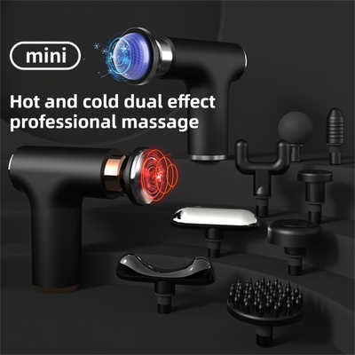 DS NA Black Grey Mini Hot & Cold Massage Gun with 10 Heads – 6 Intensity Levels