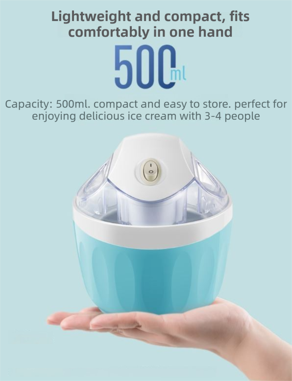 DS NA Blue 500ML Compact Electric Ice Cream Maker - Portable Quick Iced Drink