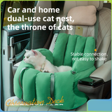 DS NA Green 2-in-1 Fluffy Travel Cat Bed & Car Safety Seat - Enclosed Windproof