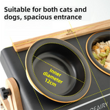 DS NA Black Elevated Adjustable (9-14CM) Double Ceramic Bowls Pet Diner - Ergono