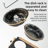 DS NA Black Elevated Adjustable (9-14CM) Double Ceramic Bowls Pet Diner - Ergono