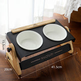 DS NA White Elevated Adjustable (9-14CM) Double Ceramic Bowls Pet Diner - Ergono