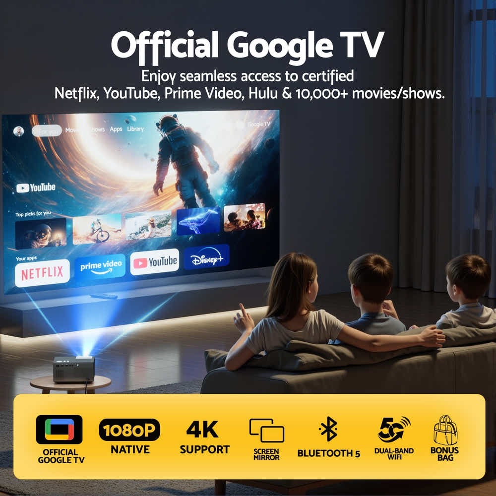 DS NA Devanti Video Project 4K 1080P Official Google TV 5G Wifi Home Cinema
