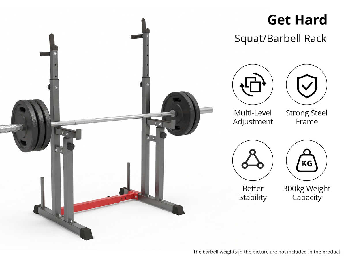 DS Adjustable Squat Rack With H-Frame Base