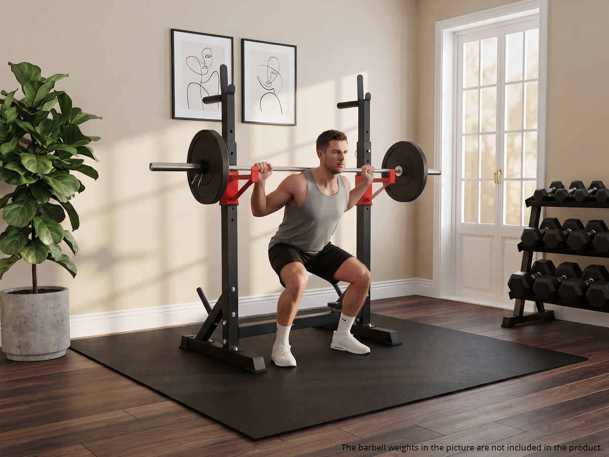 DS Adjustable Squat & Barbell Rack With T-Frame Base